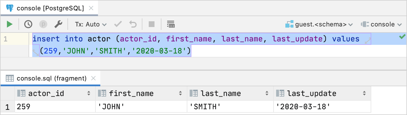 Edit data in INSERT statements as a table