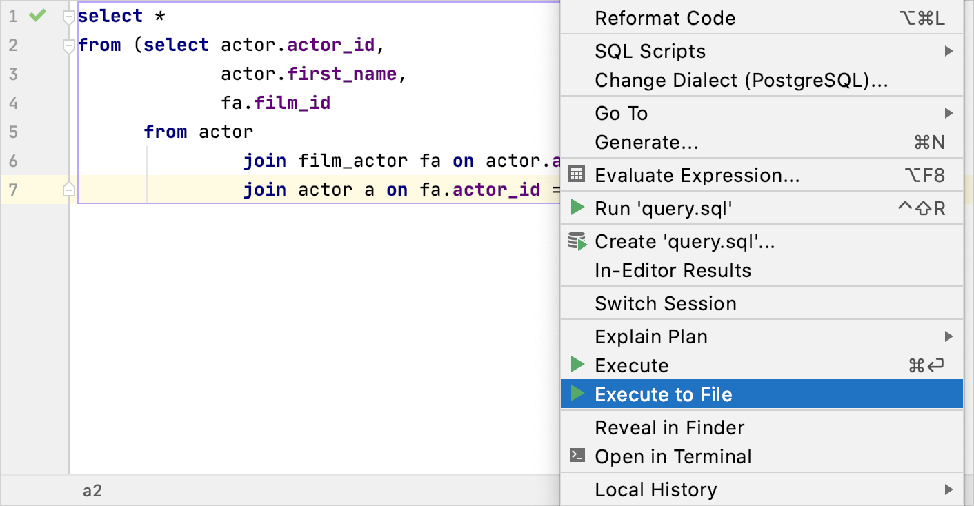 Save the result of a SELECT statement into a file