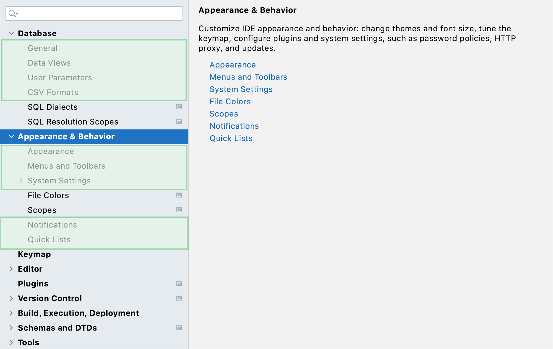 Global settings marked in the Settings/Preferences dialog Global settings marked in the Settings/Preferences dialog