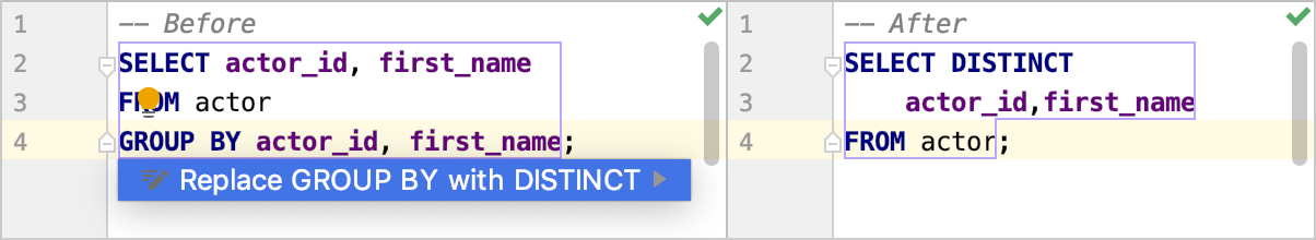 Convert GROUP BY to DISTINCT Convert GROUP BY to DISTINCT