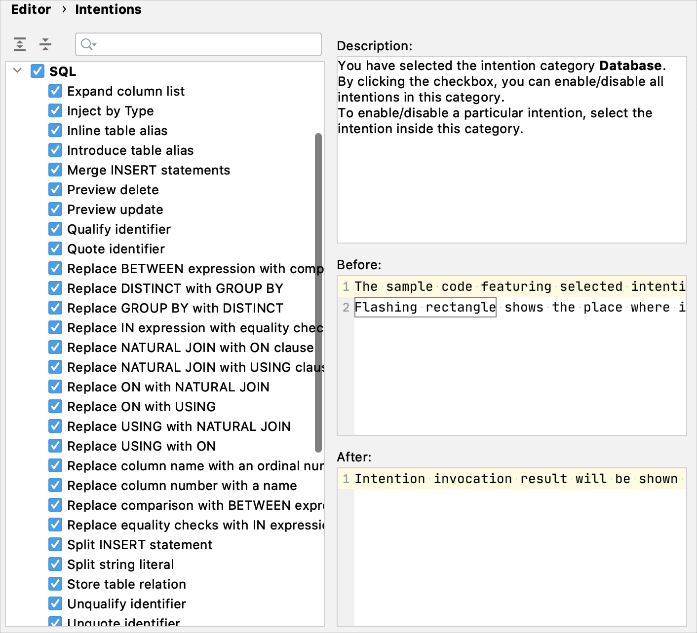 Available intention actions Available intention actions