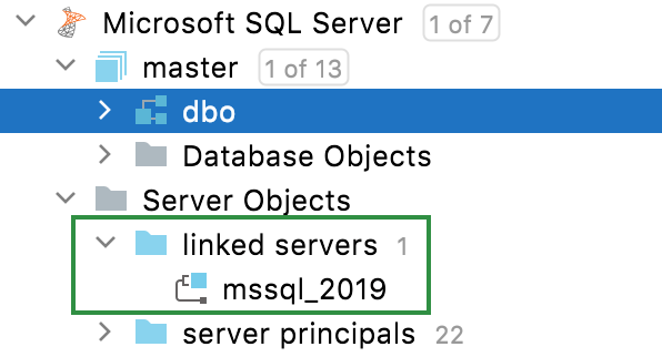 linked servers in database tool window linked servers in database tool window