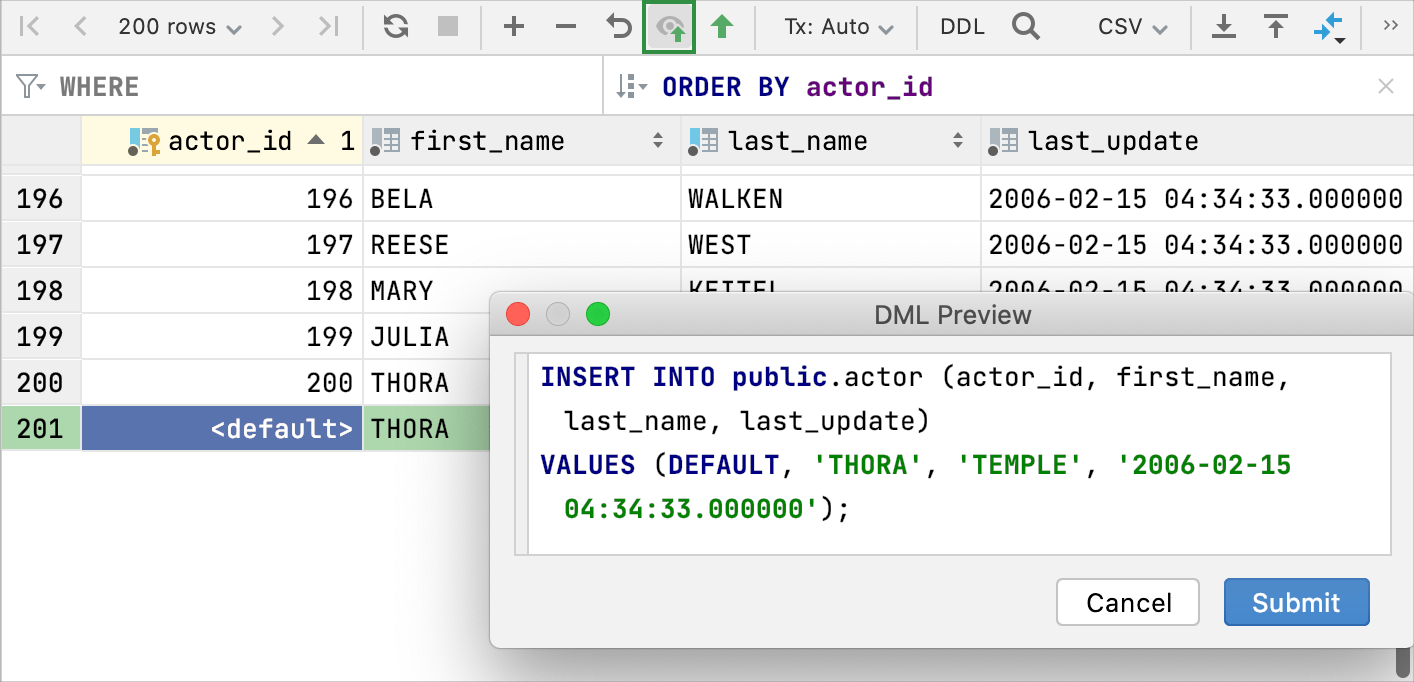 the DML preview the DML preview