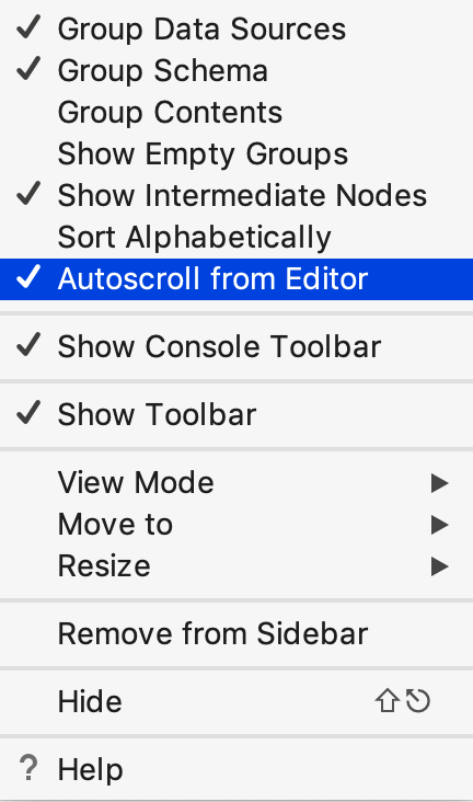 Context menu Context menu