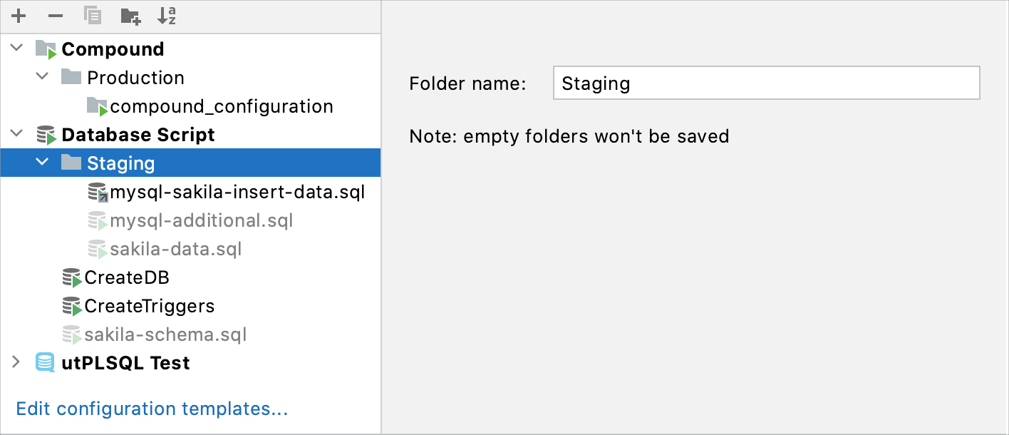 folders for run configurations folders for run configurations