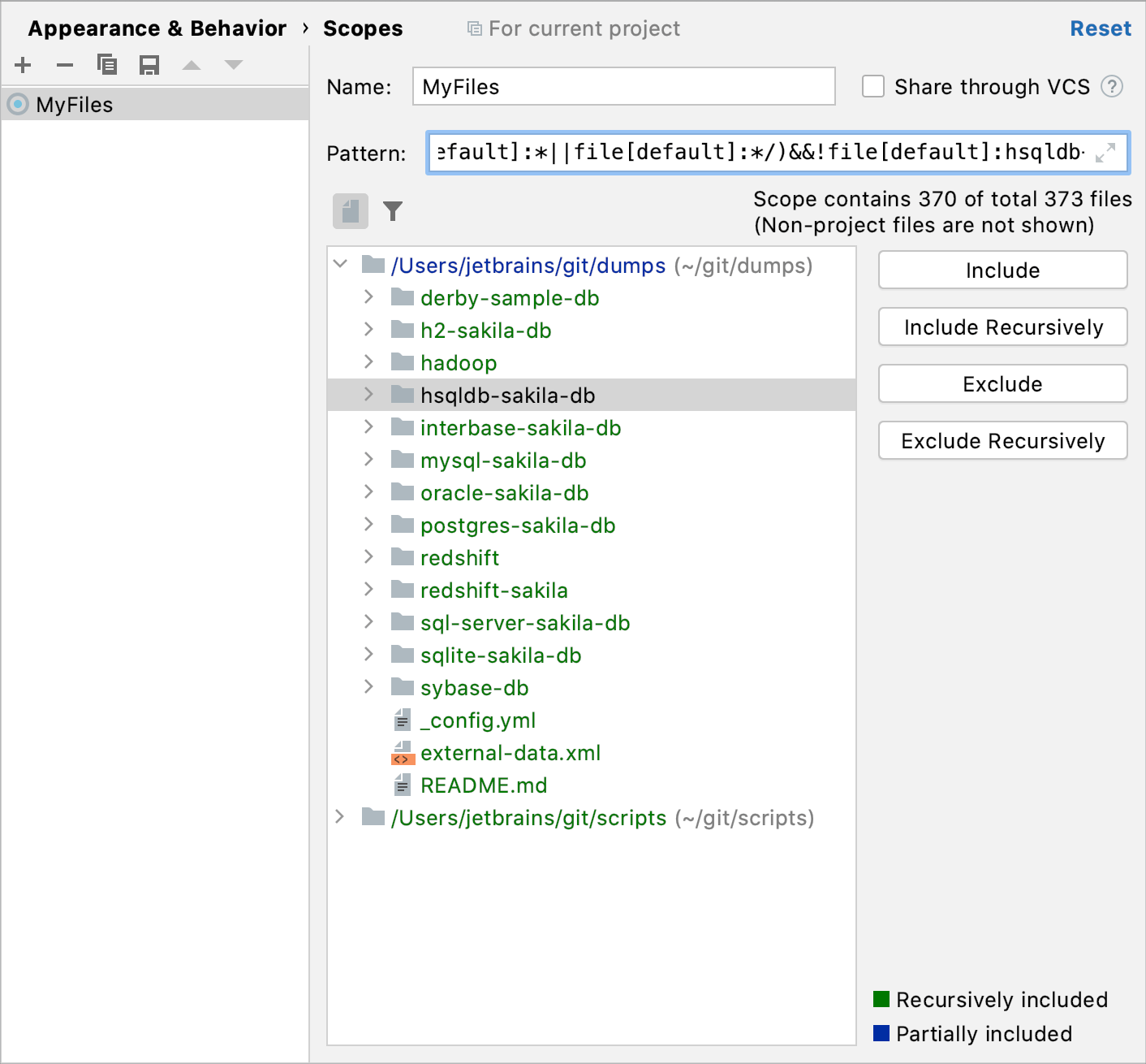 A new scope with added files and folders