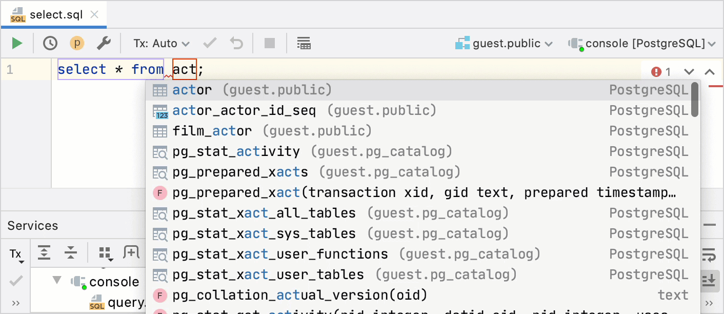 How to set an active data source for code autocompletion How to set an active data source for code autocompletion