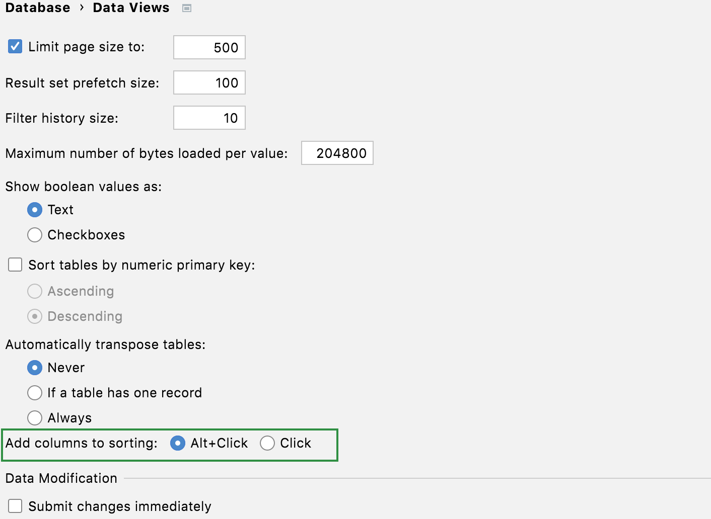 settings for stacked sorting settings for stacked sorting