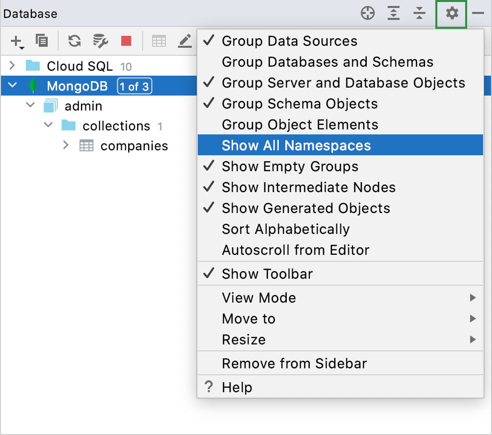 Show All Namespaces is disabled