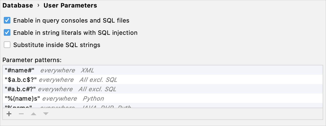 Configure settings for user parameters Configure settings for user parameters