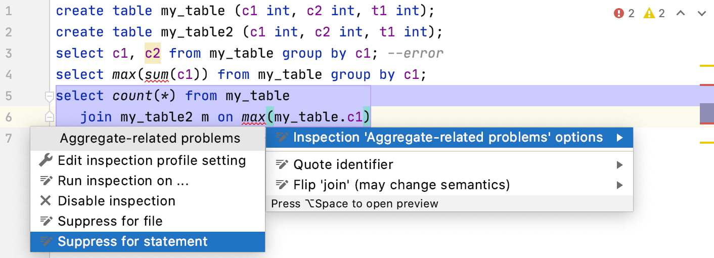 Suppressing an inspection Suppressing an inspection