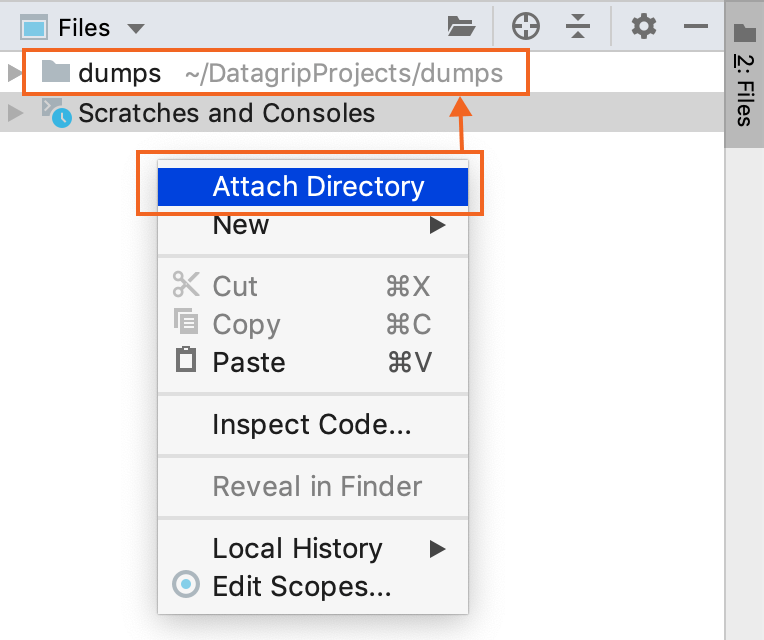 Attach a directory with cloned files Attach a directory with cloned files