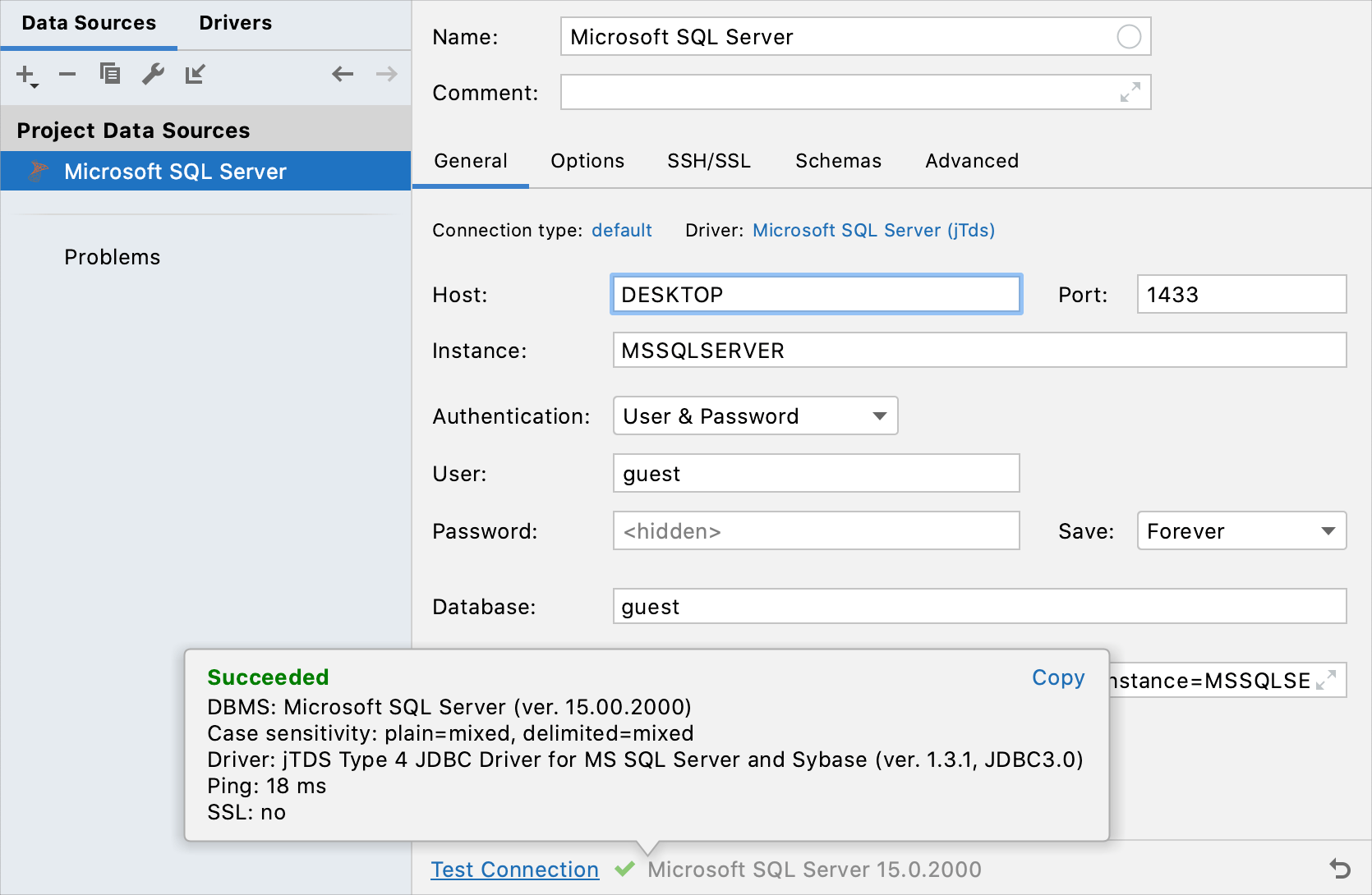 Connect by using SQL Server authentication