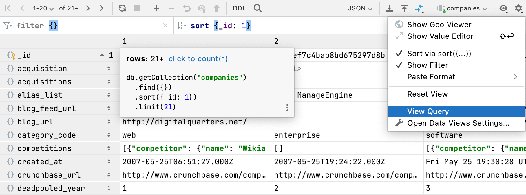 View the query that generated the table