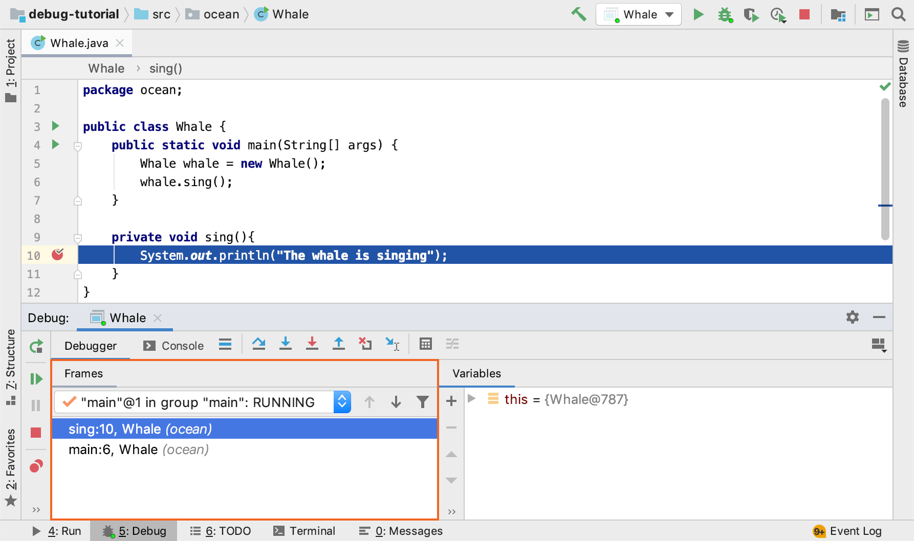 Examine suspended program  IntelliJ IDEA