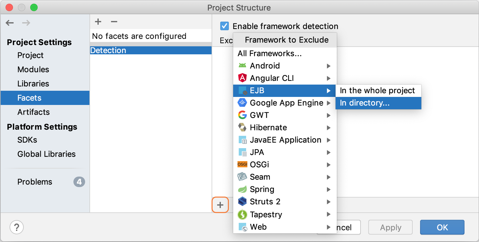 Excluding a framework from auto-detection