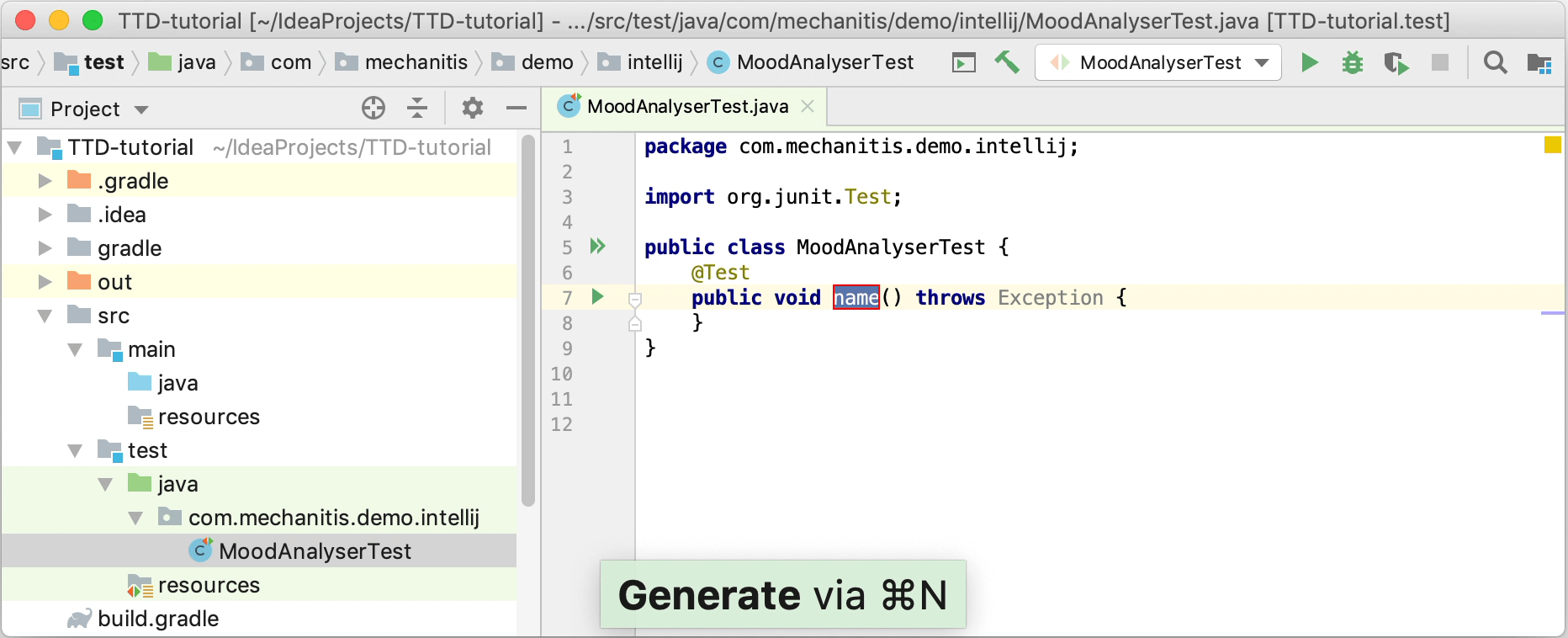 Tutorial: test driven development  IntelliJ IDEA