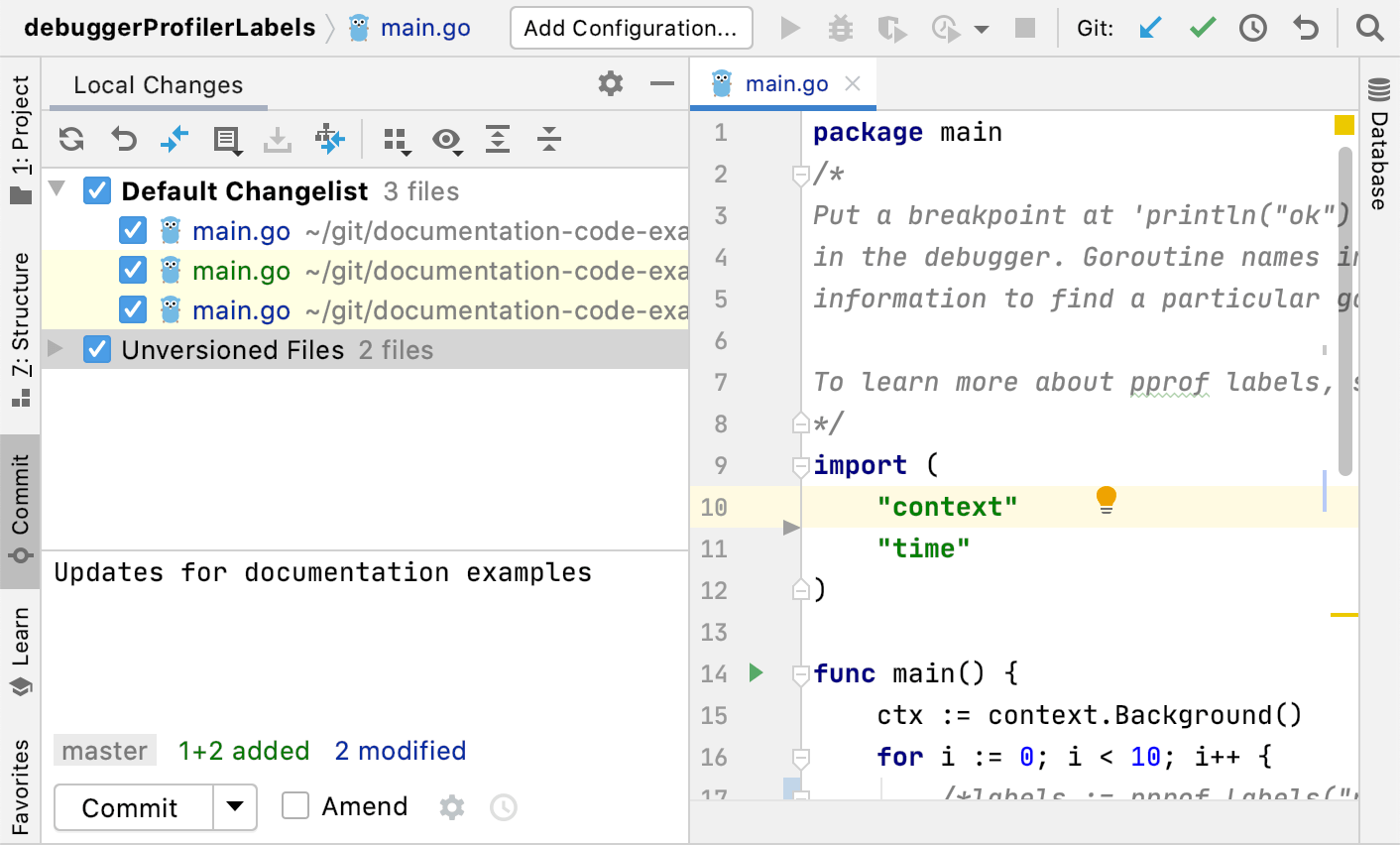 変更をコミットして Git リポジトリにプッシュする Goland