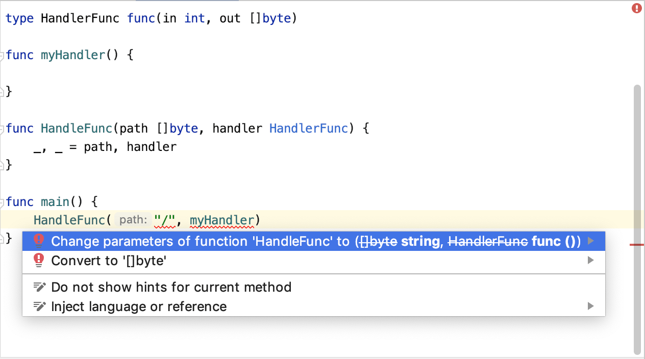 Change the parameter type Change the parameter type