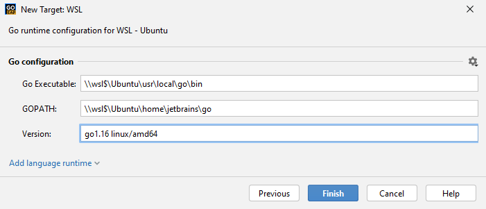 check Go runtime configuration for WSL