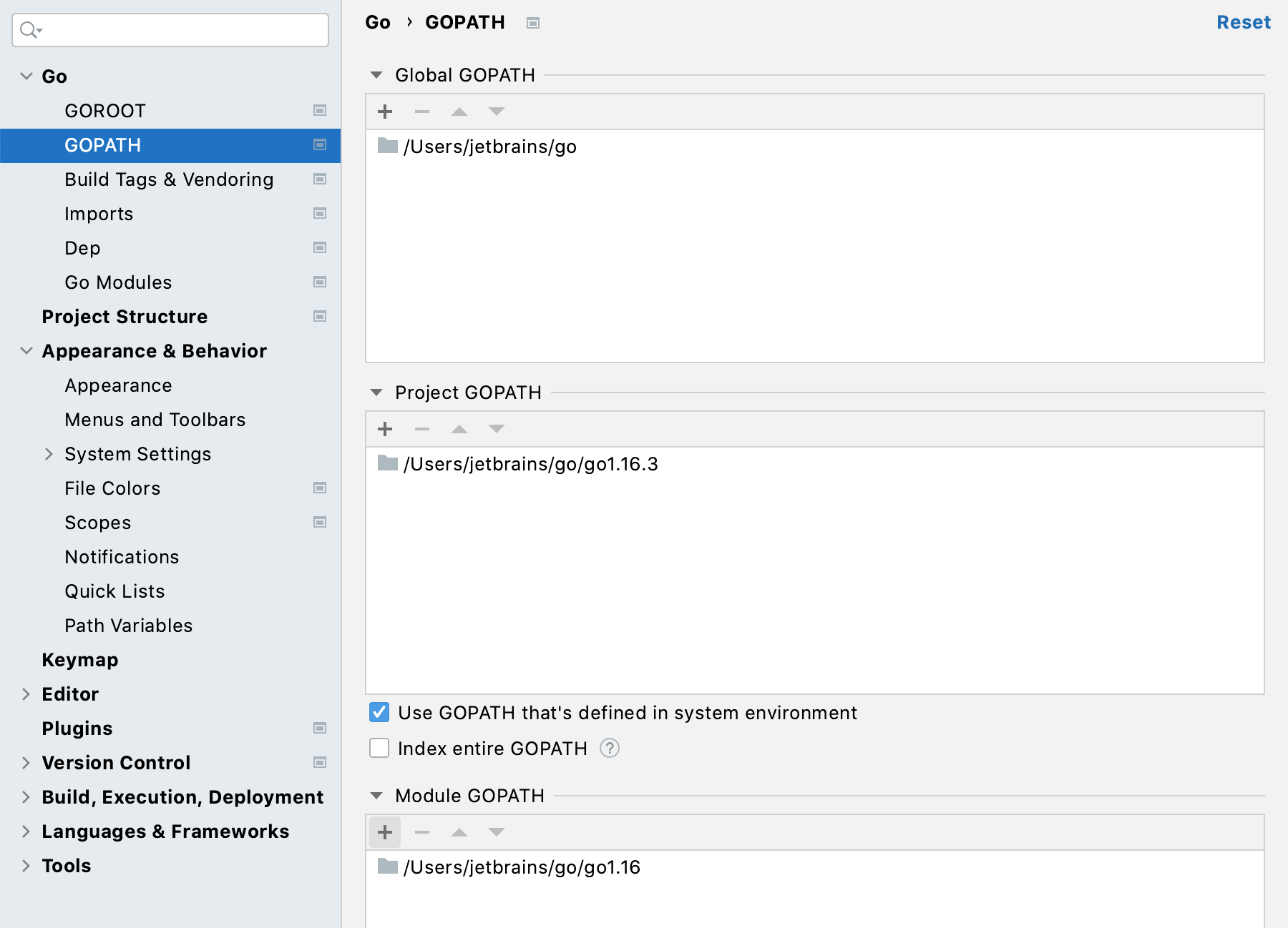 Configuring GOPATH for different scopes