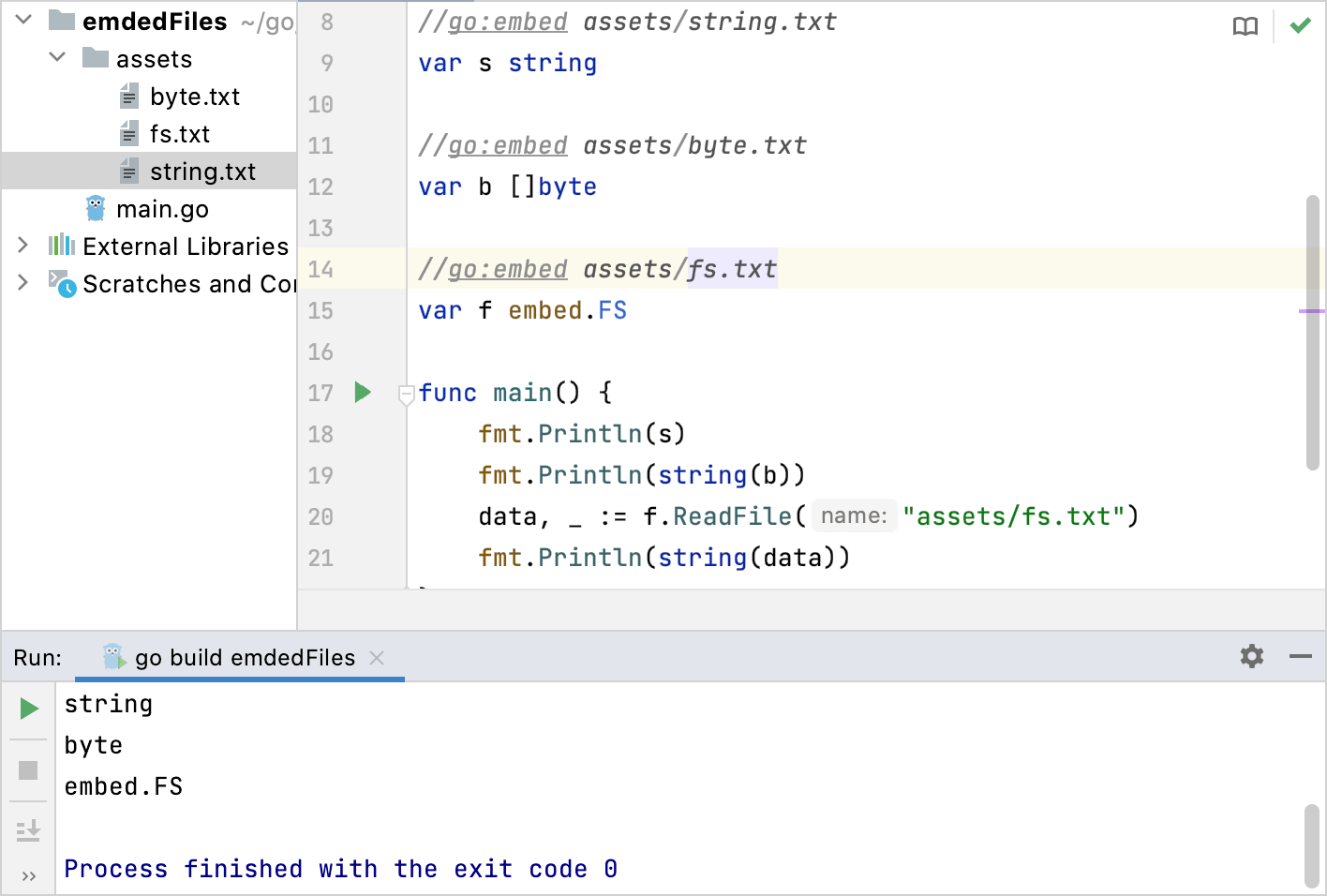 Embedding files in Go Embedding files in Go