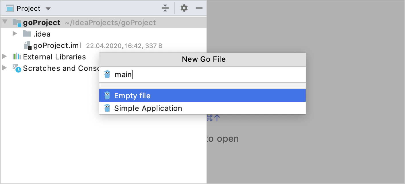 Create a Go file
