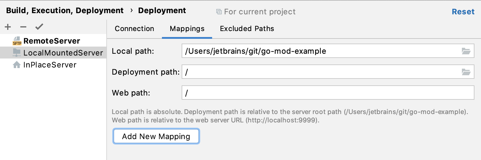 Local or mounted server mappings Local or mounted server mappings