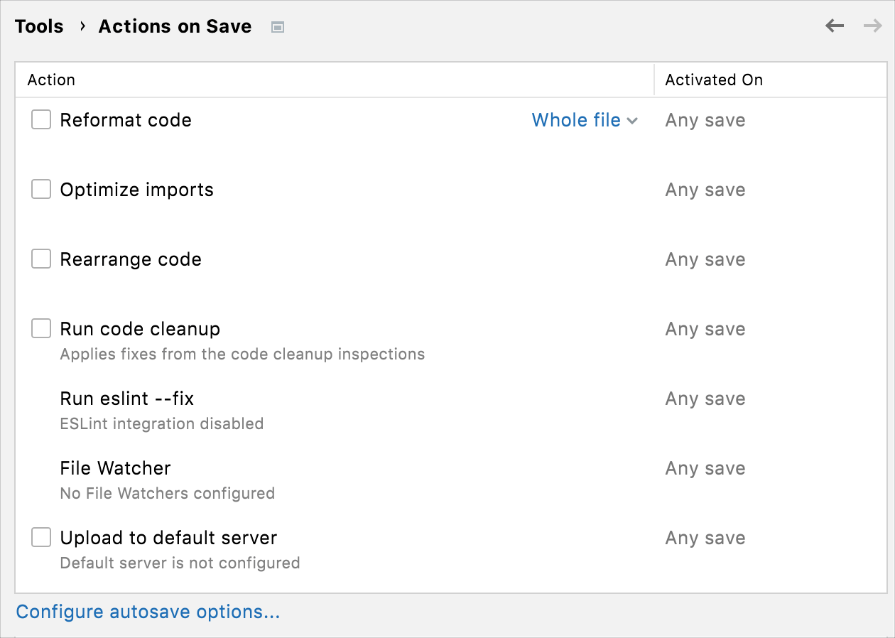 Run actions on save Run actions on save