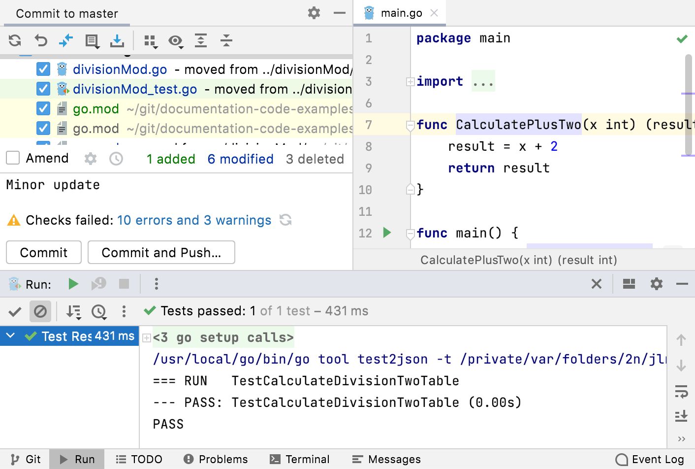 Non-modal commit dialog running a test Non-modal commit dialog running a test