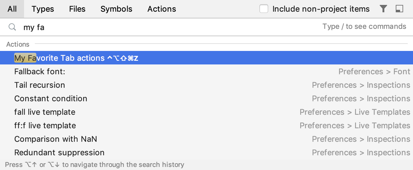 The search everywhere window The search everywhere window