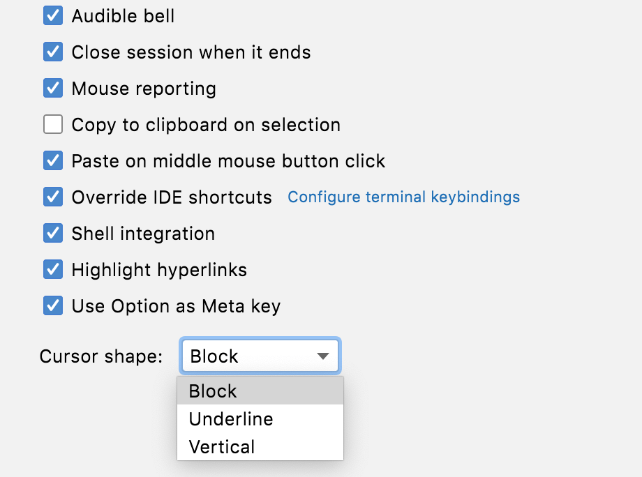 Terminal: new options Terminal: new options