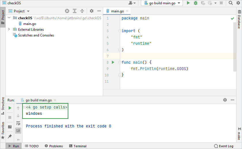 Run tool window: wsl results Run tool window: wsl results