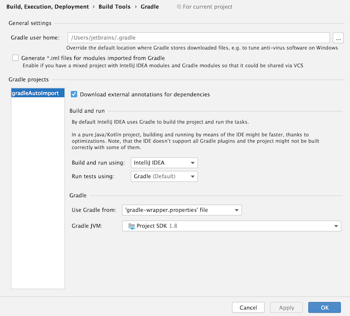 Gradle settings