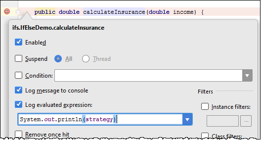 Using method breakpoints