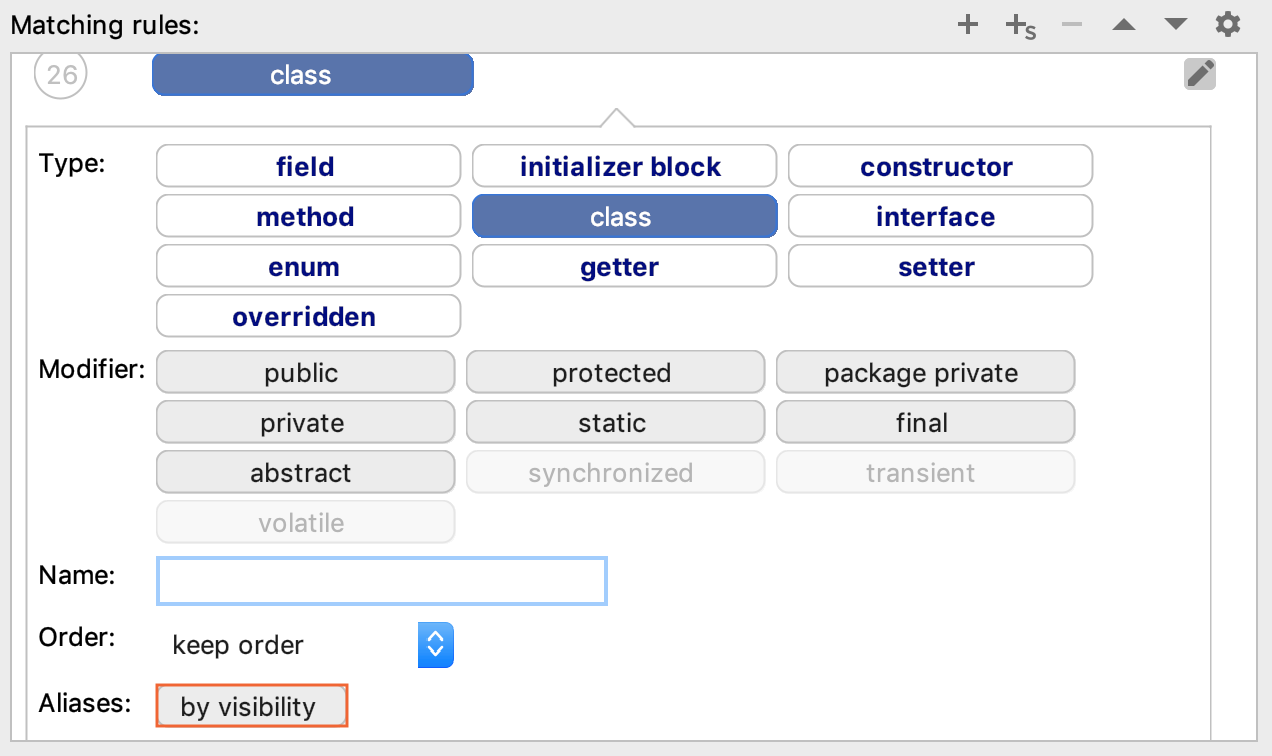 Matching Rules section