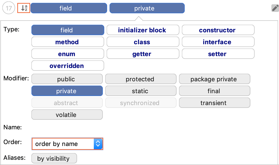 Rearrange. Field order. Package private vs protected. Idea java code Style горячие клавиши. Private field = 0.