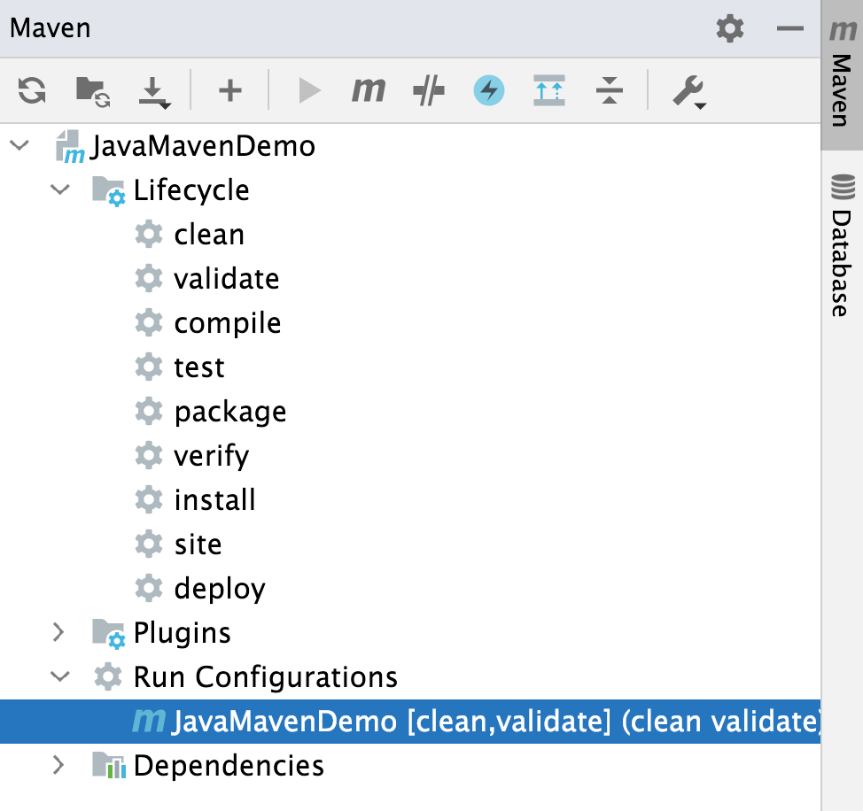 the Run Configurations node