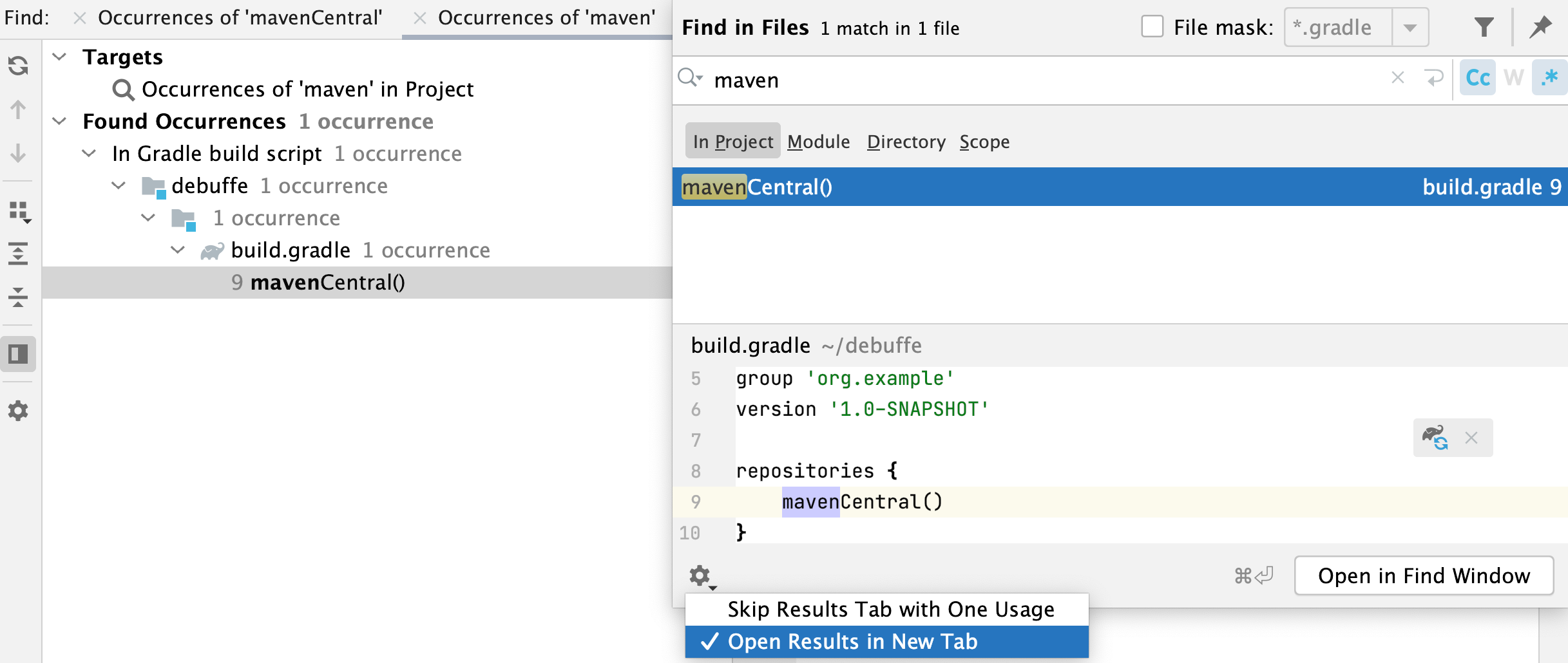 intellij search all files for text mac shortcut