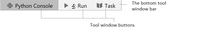 Tool windows bar and buttons