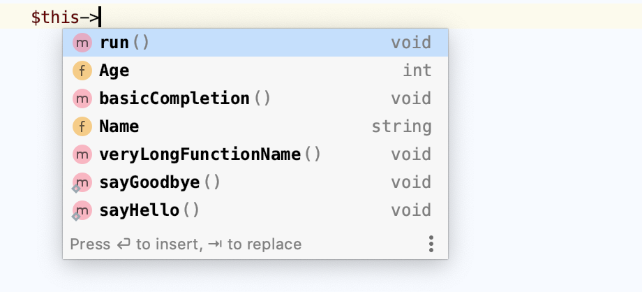 Basic Code Completion Static Methods