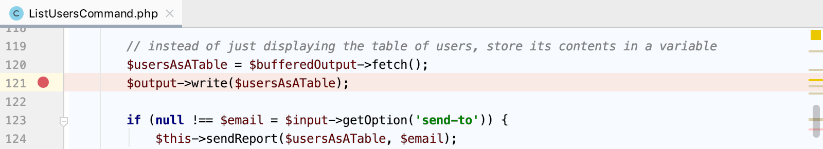 Set a breakpoint in a Symfony command