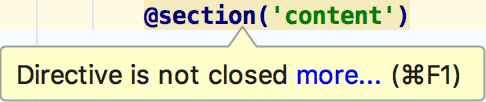 Laravel Blade closed section inspection