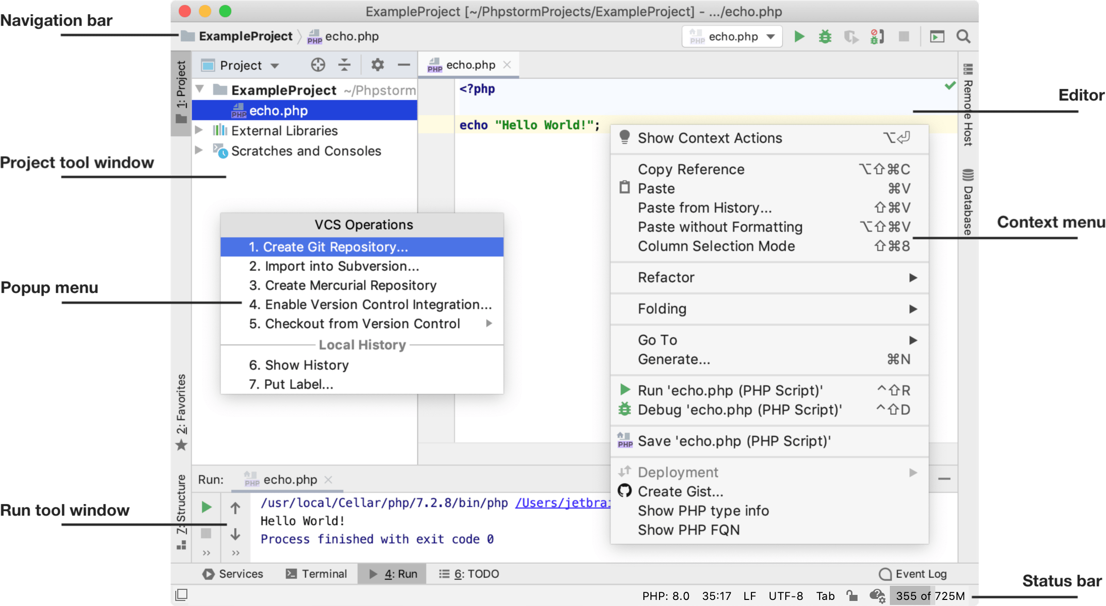 phpstorm project settings