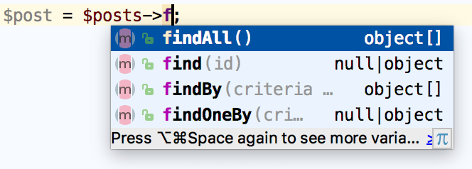 Symfony Doctrine repository methods completion