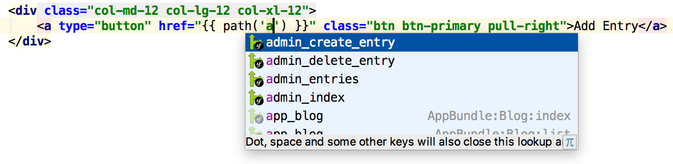 Symfony Twig completion