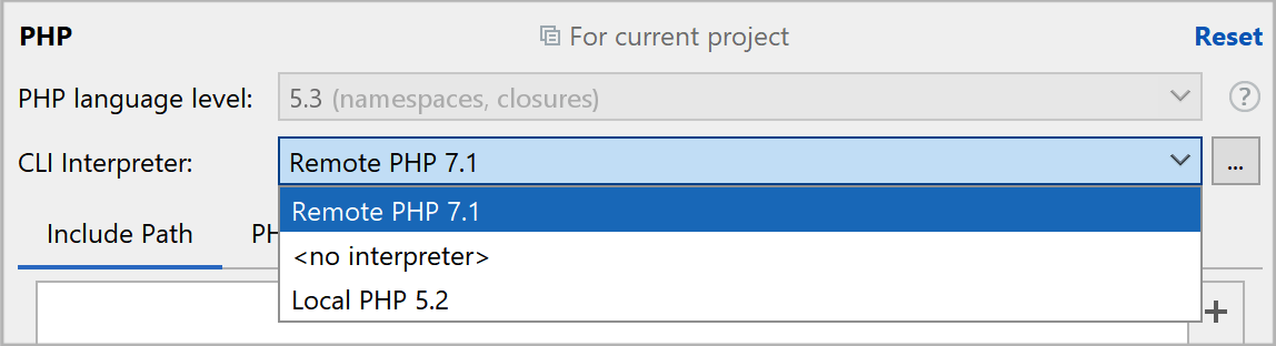 phpstorm cli interpreter