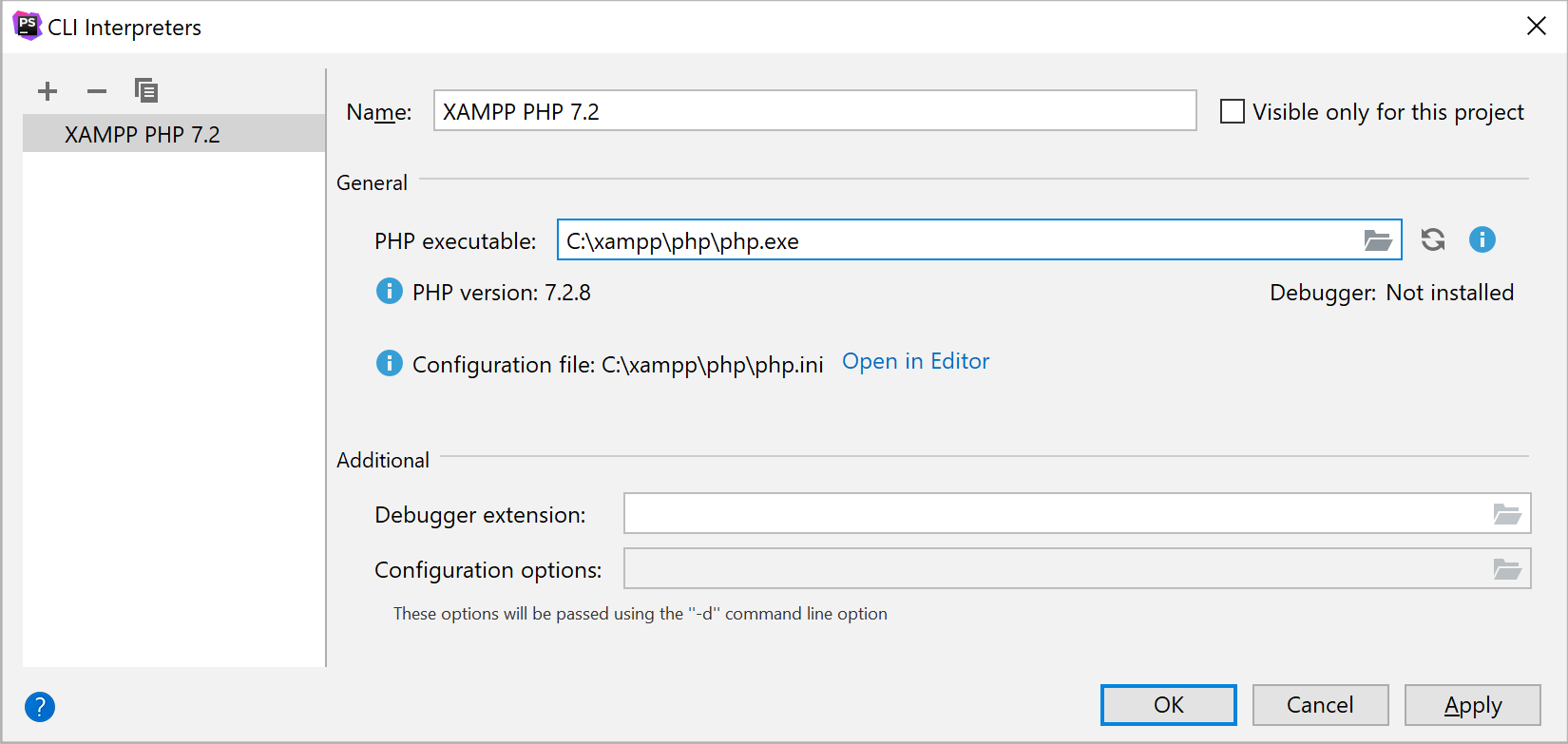 the CLI Interpreters dialog