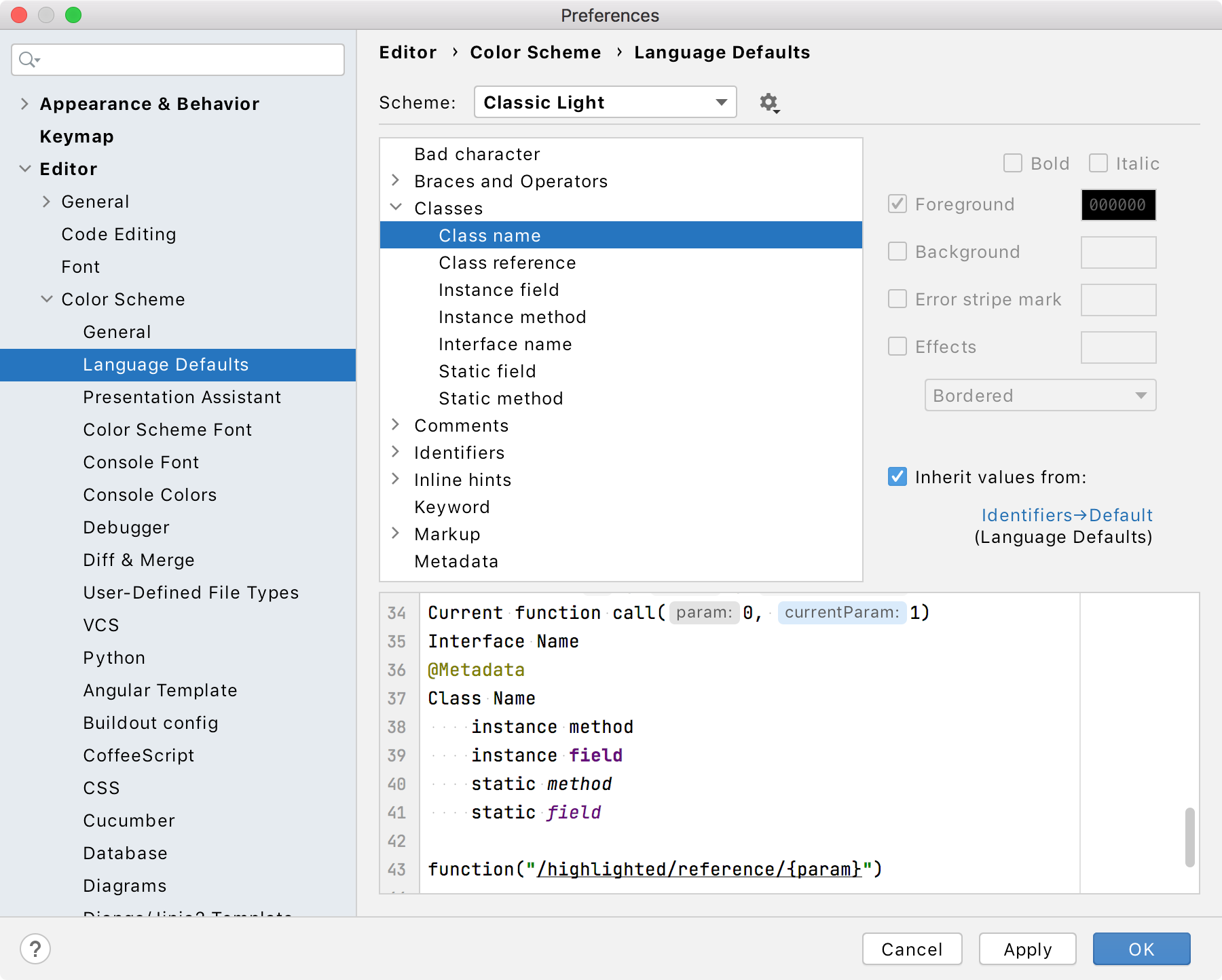 色とフォント  PyCharm