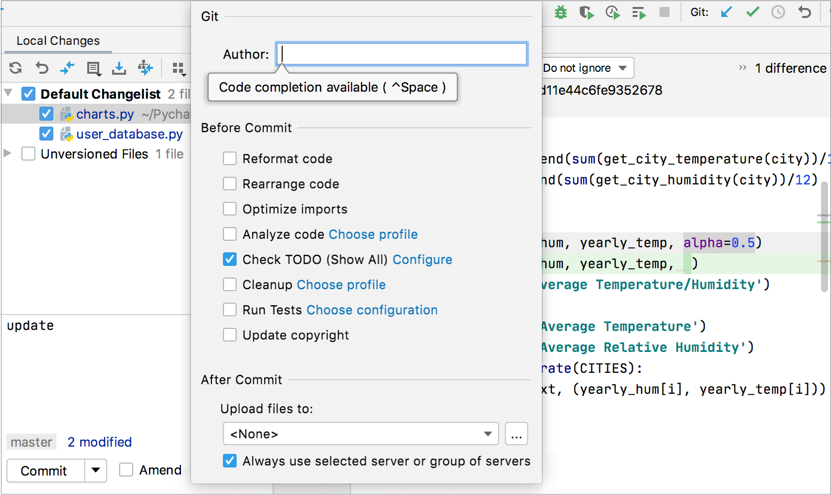 変更をコミットして Git リポジトリにプッシュする Pycharm